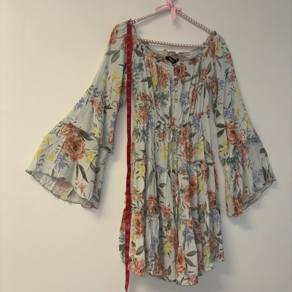 Blue B Floral Dress Sz M Fairy Ethereal Dainty Mini Bell Tropic Beachy NWT Milkm - Picture 9 of 11